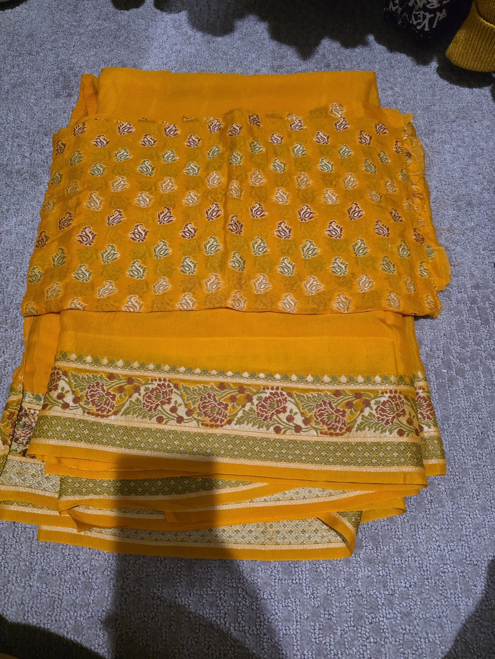 Elegant Orange Embroidered Saree Blouse with Floral Border